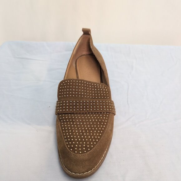 Crown Vintage Tan Suede Studded Loafers, Size 9 - Picture 7 of 10
